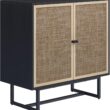 Nathan James Kova Rattan Wood Accent Sideboard Storage Cabinet with Matte Metal Frame, Adjustable Interior Shelves and Cane Doors, for Hallway, Entryway or Living Room, Black Oak/Cane Nathan James Kova Rattan Wood Accent Sideboard Storage Cabinet with Matte Metal Frame, Adjustable Interior Shelves and Cane Doors, for Hallway, Entryway or Living Room, Black Oak/Cane