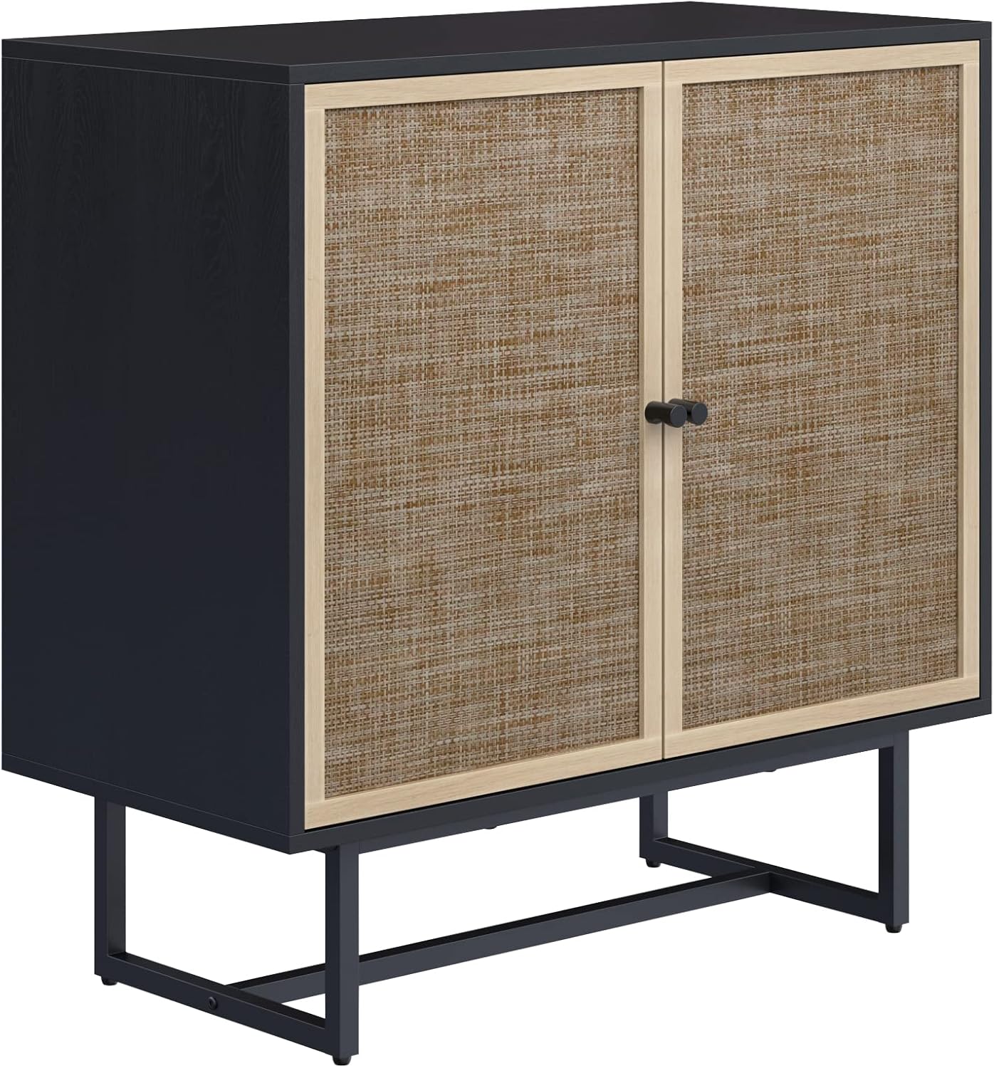 Nathan James Kova Rattan Wood Accent Sideboard Storage Cabinet with Matte Metal Frame, Adjustable Interior Shelves and Cane Doors, for Hallway, Entryway or Living Room, Black Oak/Cane Nathan James Kova Rattan Wood Accent Sideboard Storage Cabinet with Matte Metal Frame, Adjustable Interior Shelves and Cane Doors, for Hallway, Entryway or Living Room, Black Oak/Cane