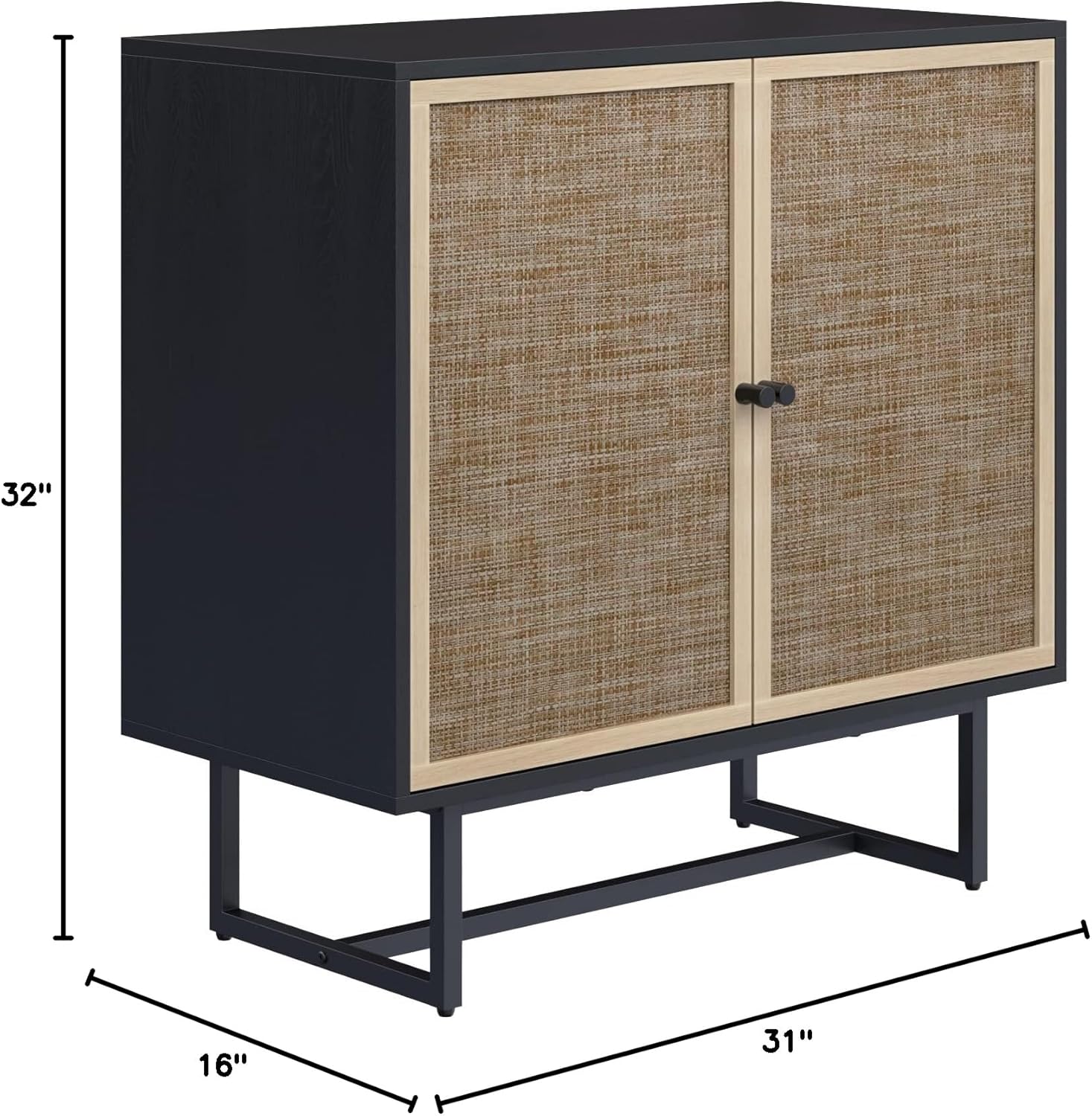 Nathan James Kova Rattan Wood Accent Sideboard Storage Cabinet with Matte Metal Frame, Adjustable Interior Shelves and Cane Doors, for Hallway, Entryway or Living Room, Black Oak/Cane Nathan James Kova Rattan Wood Accent Sideboard Storage Cabinet with Matte Metal Frame, Adjustable Interior Shelves and Cane Doors, for Hallway, Entryway or Living Room, Black Oak/Cane