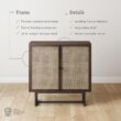 Nathan James Kova Bohemian Rattan Accent Sideboard Storage Cabinet, with Doors and Matte Black Legs, Dark Brown/Black
