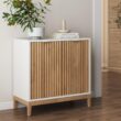 Nathan James Jasper Modern Sideboard, Kitchen Storage Cabinet with Fluted Doors, Accent Storage for Kitchen or Living Room, White/Warm Pine