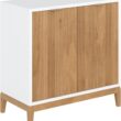 Nathan James Jasper Modern Sideboard, Kitchen Storage Cabinet with Fluted Doors, Accent Storage for Kitchen or Living Room, White/Warm Pine
