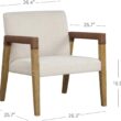 Nathan James Hudson Accent Living Room Chair, Comfy Reading Bedroom Chair, Mid-Century Wood Armchair, Upholstered Fabric and Leather Armrest
