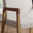Nathan James Hudson Accent Living Room Chair, Comfy Reading Bedroom Chair, Mid-Century Wood Armchair, Upholstered Fabric and Leather Armrest