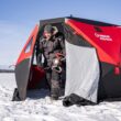 Eskimo Outbreak 450XDP, Pop-Up Portable Ice Fishing Shelter, No-Trip Door, 4-5 Person, Red/Black, 50450