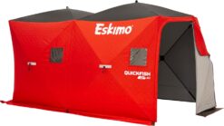 Eskimo QuickFish 6HD, Pop-Up Portable Shelter, No-Trip Door, Red/Black, Fully Insulated, Deluxe Ice Anchors, Six Person, Ice Fishing Shelter, 46076