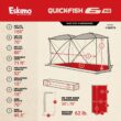 Eskimo QuickFish 6HD, Pop-Up Portable Shelter, No-Trip Door, Red/Black, Fully Insulated, Deluxe Ice Anchors, Six Person, Ice Fishing Shelter, 46076