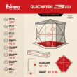 Eskimo QuickFish 3HD, Pop-Up Portable Shelter, No-Trip Door, Red/Black, Fully Insulated, Deluxe Ice Anchors, Three Person, Ice Fishing Shelter, 46075
