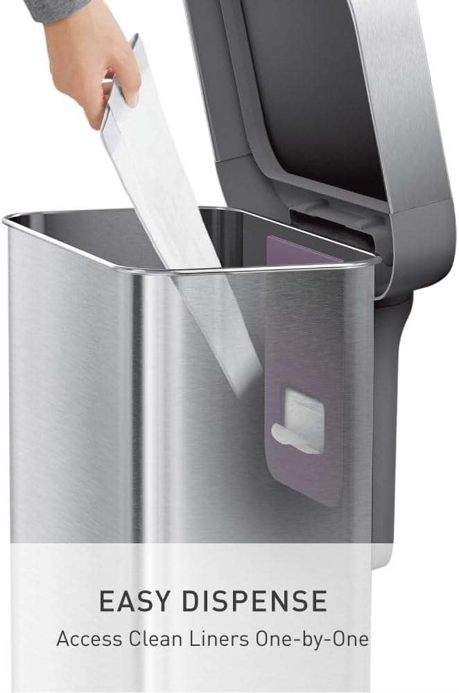 simplehuman 55 Liter / 14.5 Gallon Rectangular Hands-Free Kitchen Step Trash Can with Soft-Close Lid, Brushed Stainless Steel simplehuman 55 Liter / 14.5 Gallon Rectangular Hands-Free Kitchen Step Trash Can with Soft-Close Lid, Brushed Stainless Steel