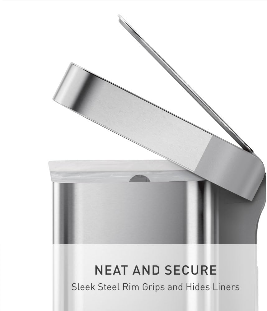 simplehuman 55 Liter / 14.5 Gallon Rectangular Hands-Free Kitchen Step Trash Can with Soft-Close Lid, Brushed Stainless Steel simplehuman 55 Liter / 14.5 Gallon Rectangular Hands-Free Kitchen Step Trash Can with Soft-Close Lid, Brushed Stainless Steel