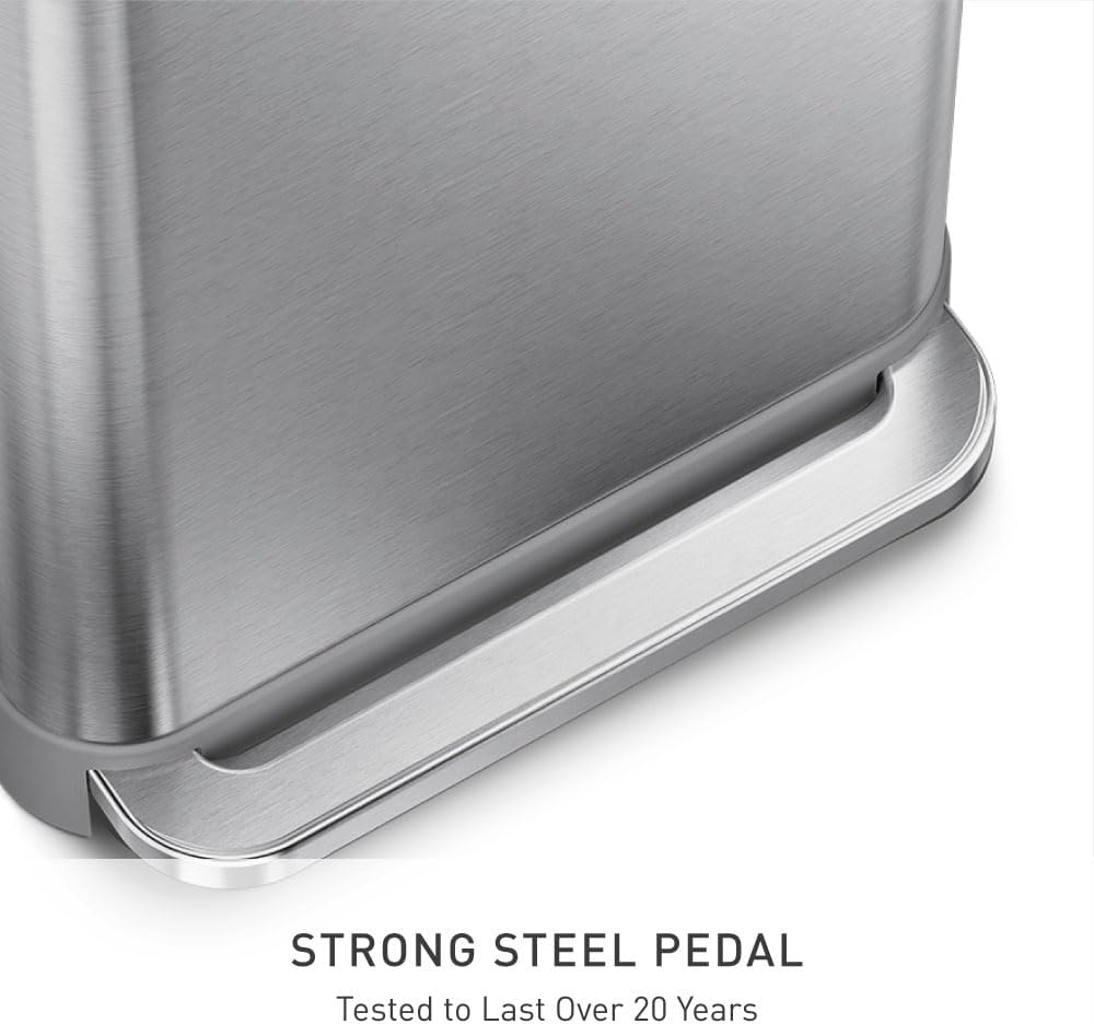 simplehuman 55 Liter / 14.5 Gallon Rectangular Hands-Free Kitchen Step Trash Can with Soft-Close Lid, Brushed Stainless Steel simplehuman 55 Liter / 14.5 Gallon Rectangular Hands-Free Kitchen Step Trash Can with Soft-Close Lid, Brushed Stainless Steel