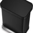 simplehuman 55L Liner Rim Rectangular Step Can, Matte Black