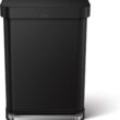 simplehuman 55L Liner Rim Rectangular Step Can, Matte Black
