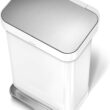 simplehuman Kitchen Trash Can with Lid, Touchless Waste Bin, Large 45 Liter, Rectangular, White Stainless Steel simplehuman Kitchen Trash Can with Lid, Touchless Waste Bin, Large 45 Liter, Rectangular, White Stainless Steel