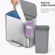 simplehuman 15L Mini Recycler Step Can, Dual Compartment Trash Can for Hotel, Offices and Small Spaces, Brushed Stainless Steel