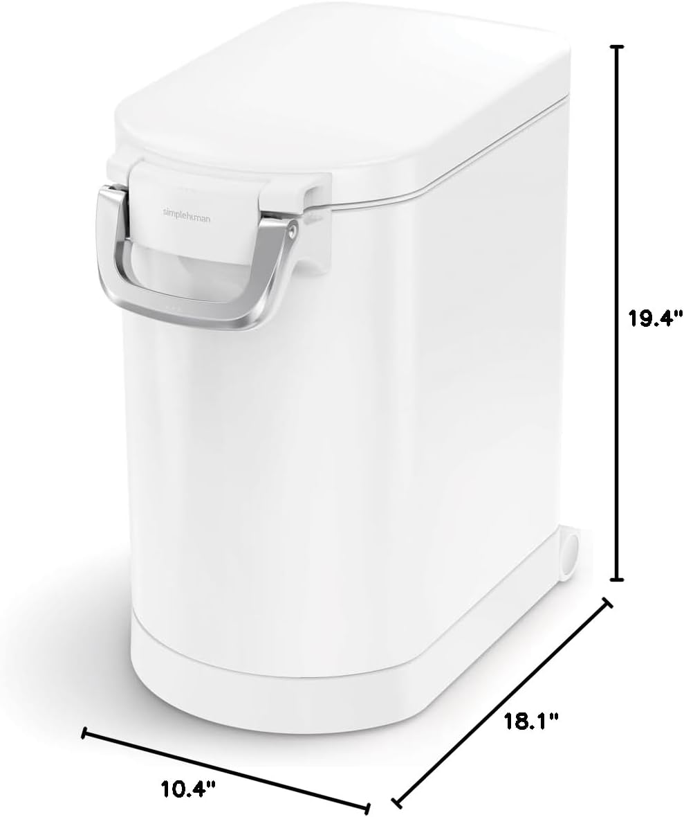 simplehuman 25 Liter, 27 lb / 12.2 kg Medium Pet Food Storage Container for Dog Food, Cat Food, and Bird Feed, White simplehuman 25 Liter, 27 lb / 12.2 kg Medium Pet Food Storage Container for Dog Food, Cat Food, and Bird Feed, White