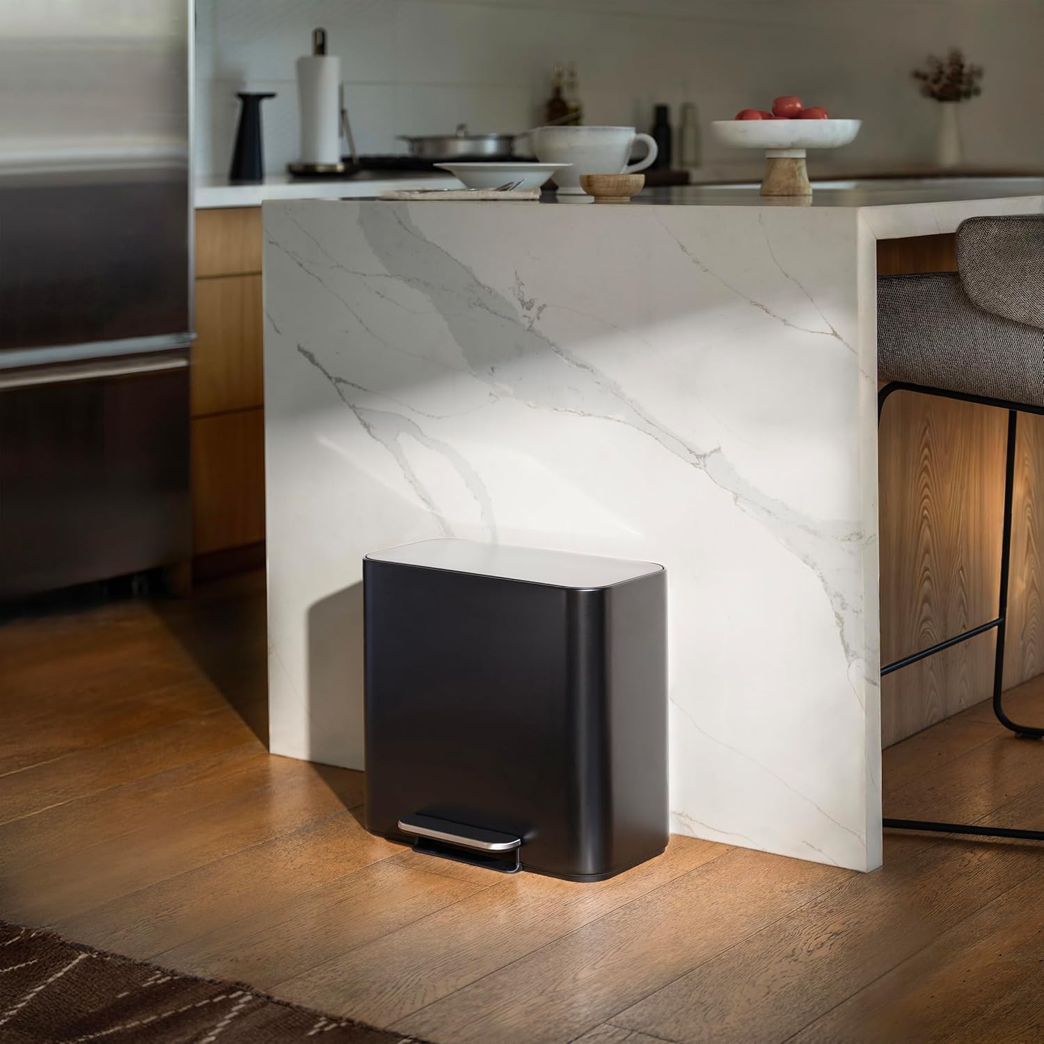 simplehuman Mini Step Can, 16L / 4.2 Gallon Space Efficient Trash Can for Hotel, Offices & Studios, 150,000-Step Strong Steel Pedal, Lid Shox Technology, Liner Pocket, Matte Black Stainless Steel simplehuman Mini Step Can, 16L / 4.2 Gallon Space Efficient Trash Can for Hotel, Offices & Studios, 150,000-Step Strong Steel Pedal, Lid Shox Technology, Liner Pocket, Matte Black Stainless Steel