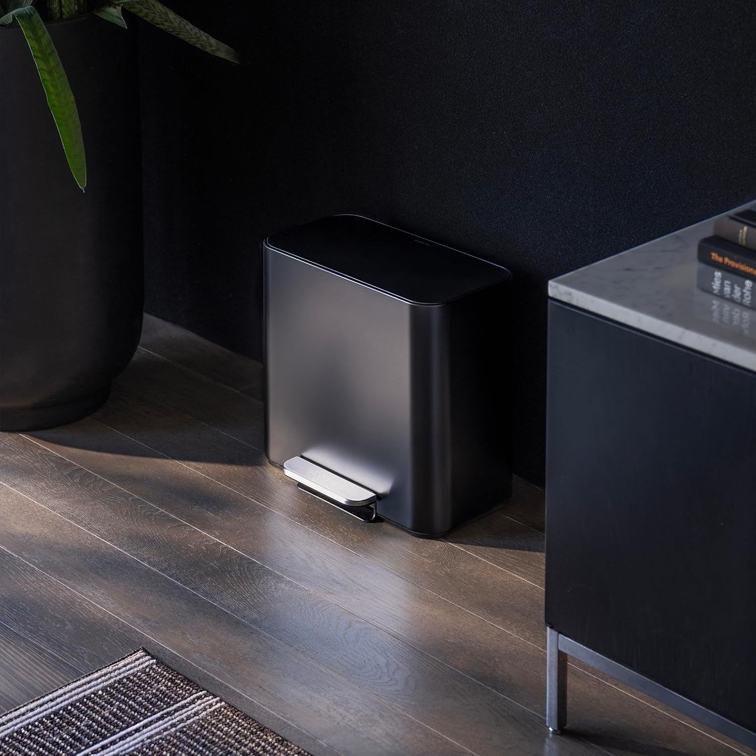 simplehuman Mini Step Can, 16L / 4.2 Gallon Space Efficient Trash Can for Hotel, Offices & Studios, 150,000-Step Strong Steel Pedal, Lid Shox Technology, Liner Pocket, Matte Black Stainless Steel simplehuman Mini Step Can, 16L / 4.2 Gallon Space Efficient Trash Can for Hotel, Offices & Studios, 150,000-Step Strong Steel Pedal, Lid Shox Technology, Liner Pocket, Matte Black Stainless Steel