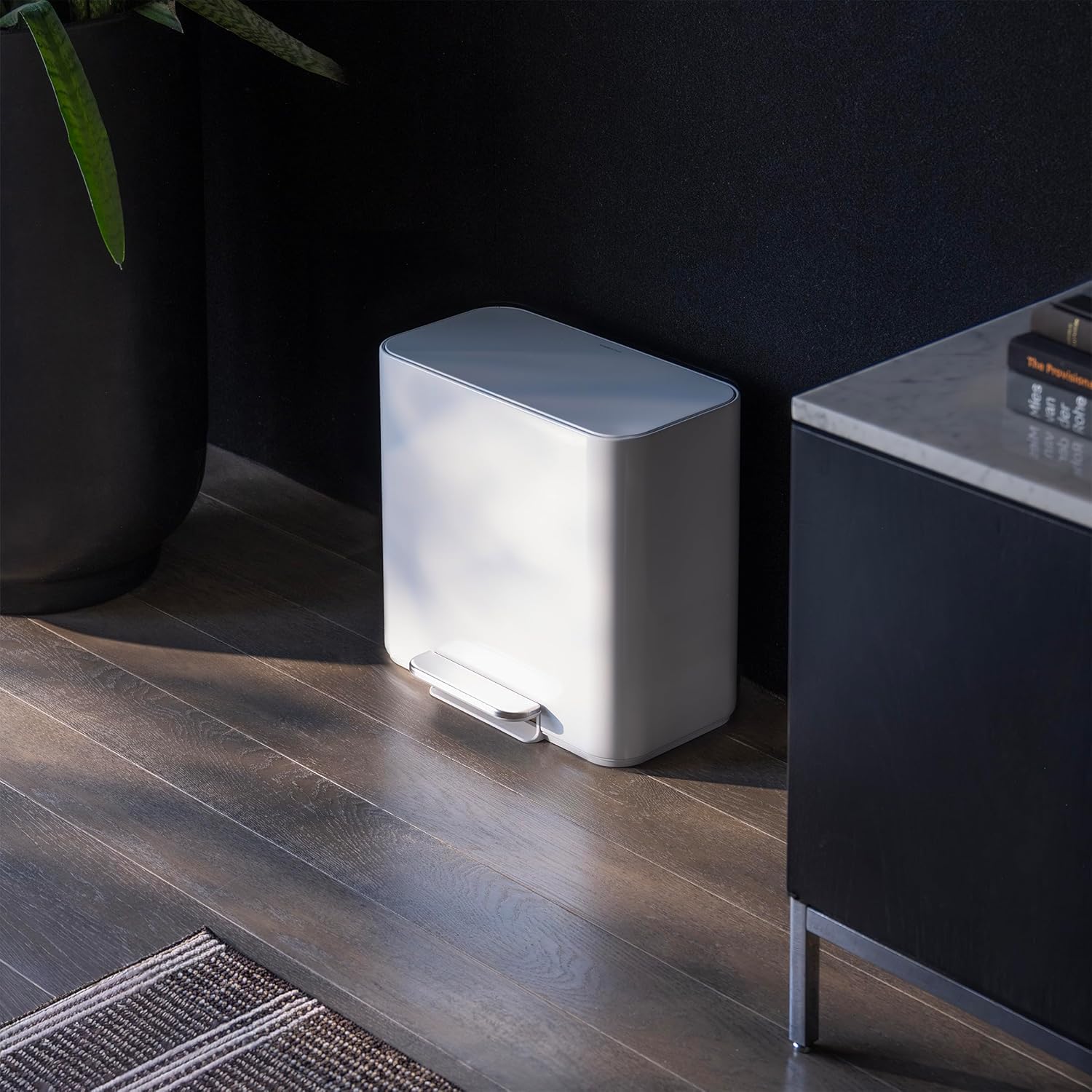 simplehuman Mini Step Can, 16L / 4.2 Gallon Space Efficient Trash Can for Hotel, Offices & Studios, 150,000-Step Strong Steel Pedal, Lid Shox Technology, Liner Pocket, White Stainless Steel simplehuman Mini Step Can, 16L / 4.2 Gallon Space Efficient Trash Can for Hotel, Offices & Studios, 150,000-Step Strong Steel Pedal, Lid Shox Technology, Liner Pocket, White Stainless Steel
