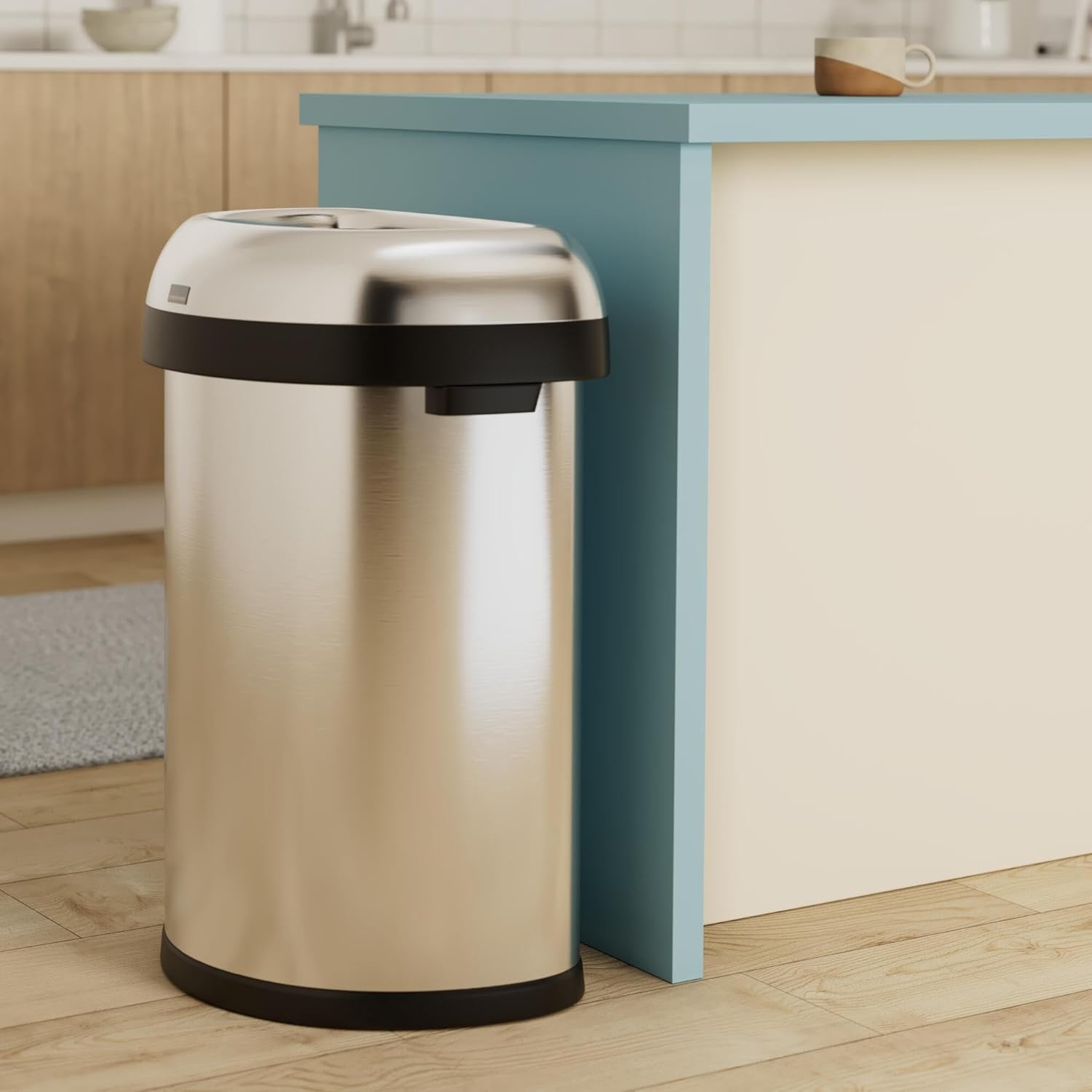 simplehuman 80 Liter / 21.1 Gallon Extra Large Semi-Round Open Top Trash Can Commercial Grade Heavy Gauge Brushed Stainless Steel, ADA-Compliant simplehuman 80 Liter / 21.1 Gallon Extra Large Semi-Round Open Top Trash Can Commercial Grade Heavy Gauge Brushed Stainless Steel, ADA-Compliant