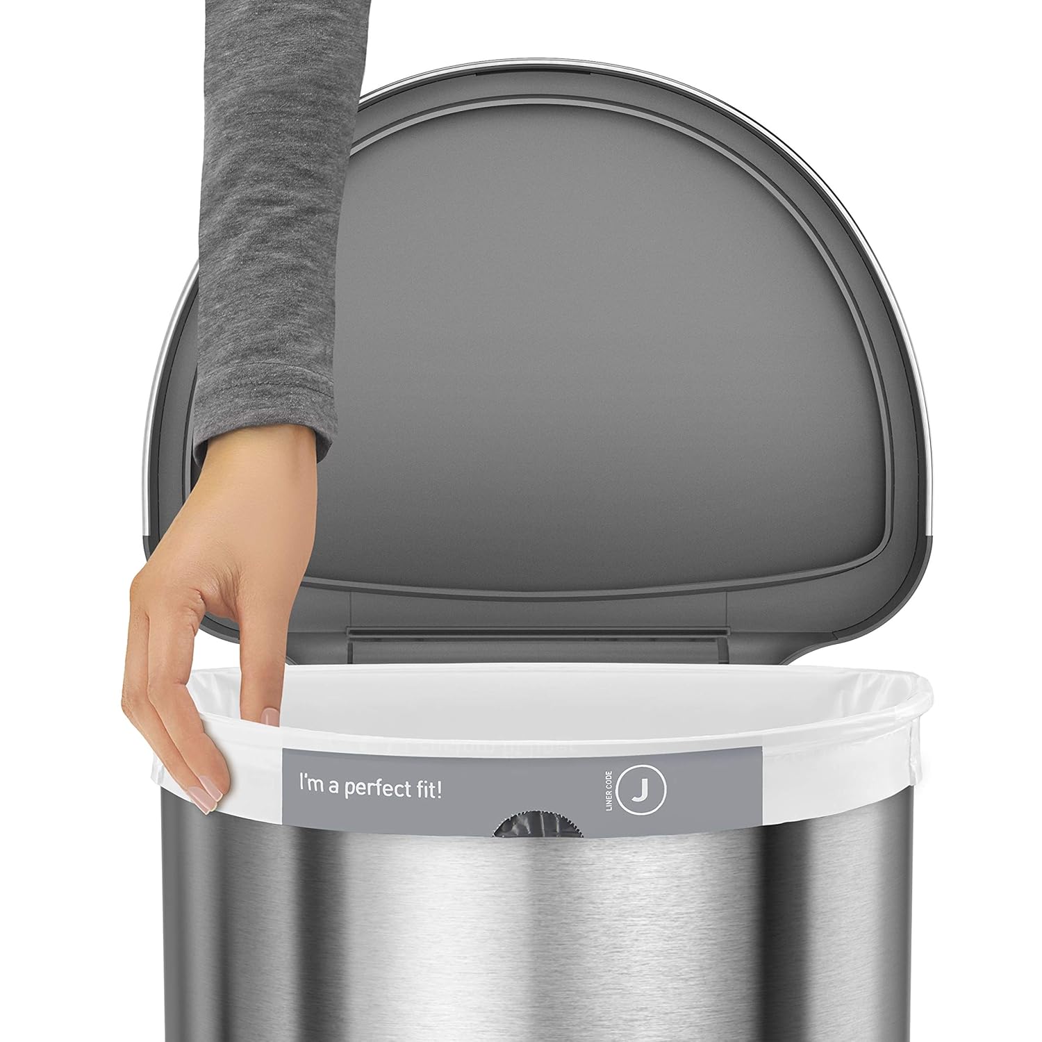 simplehuman 45 Liter / 12 Gallon Semi-Round Automatic Sensor Trash Can, Brushed Stainless Steel simplehuman 45 Liter / 12 Gallon Semi-Round Automatic Sensor Trash Can, Brushed Stainless Steel