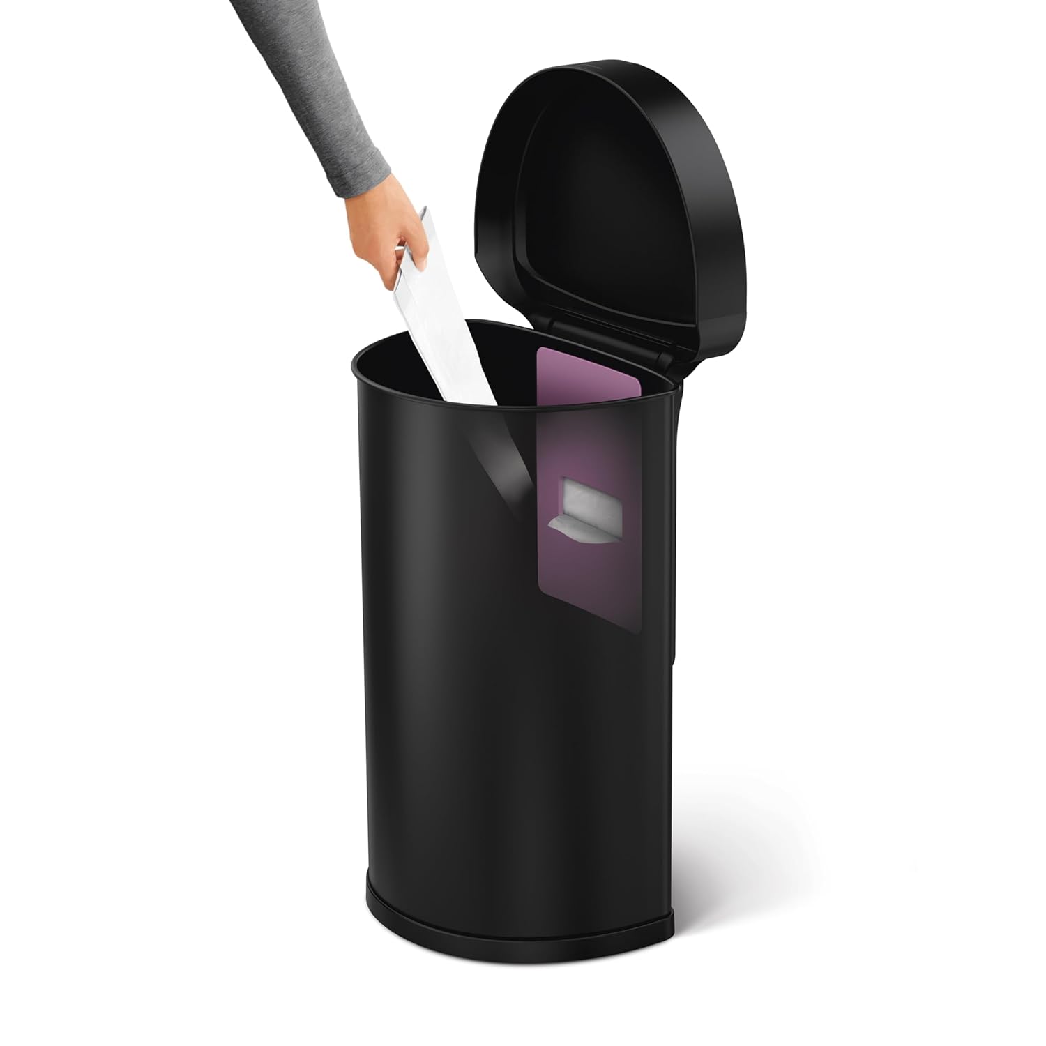 simplehuman 45L semi-Round Sensor can, Matte Black Steel simplehuman 45L semi-Round Sensor can, Matte Black Steel
