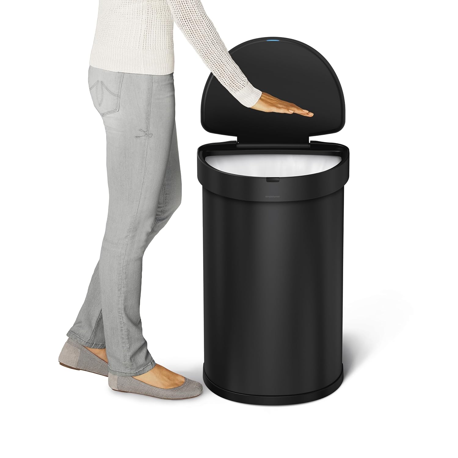 simplehuman 45L semi-Round Sensor can, Matte Black Steel simplehuman 45L semi-Round Sensor can, Matte Black Steel