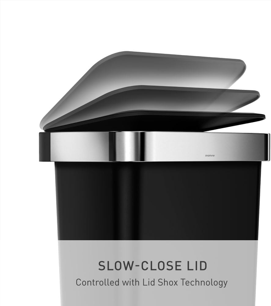 simplehuman 45 Liter / 12 Gallon Rectangular Kitchen Step Trash Can with Soft-Close Lid, Black Plastic simplehuman 45 Liter / 12 Gallon Rectangular Kitchen Step Trash Can with Soft-Close Lid, Black Plastic