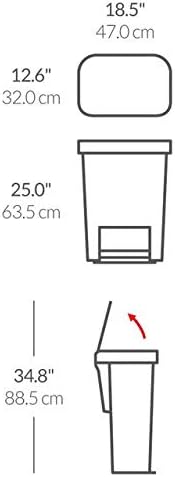 simplehuman 45 Liter / 12 Gallon Rectangular Kitchen Step Trash Can with Soft-Close Lid, White Plastic simplehuman 45 Liter / 12 Gallon Rectangular Kitchen Step Trash Can with Soft-Close Lid, White Plastic