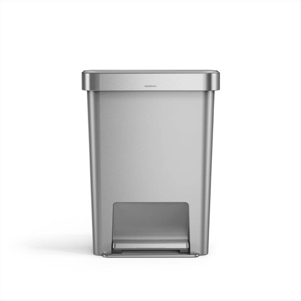simplehuman Hybrid Step Can, 45 Liter / 12 Gallon Rectangular Kitchen Trash Can, Wide Stable Base with Long-Lasting Steel Pedal, Neat and Secure Liner Rim with Built-in Liner Pocket, Alloy Plastic simplehuman Hybrid Step Can, 45 Liter / 12 Gallon Rectangular Kitchen Trash Can, Wide Stable Base with Long-Lasting Steel Pedal, Neat and Secure Liner Rim with Built-in Liner Pocket, Alloy Plastic
