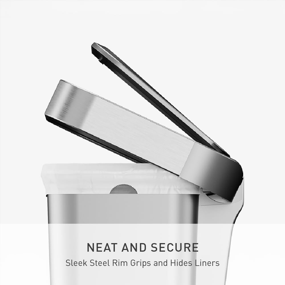 simplehuman Hybrid Step Can, 45 Liter / 12 Gallon Rectangular Kitchen Trash Can, Wide Stable Base with Long-Lasting Steel Pedal, Neat and Secure Liner Rim with Built-in Liner Pocket, Alloy Plastic simplehuman Hybrid Step Can, 45 Liter / 12 Gallon Rectangular Kitchen Trash Can, Wide Stable Base with Long-Lasting Steel Pedal, Neat and Secure Liner Rim with Built-in Liner Pocket, Alloy Plastic