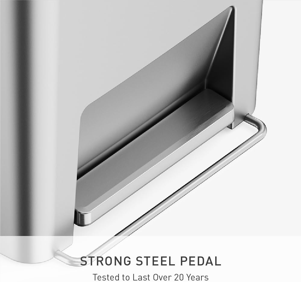 simplehuman Hybrid Step Can, 45 Liter / 12 Gallon Rectangular Kitchen Trash Can, Wide Stable Base with Long-Lasting Steel Pedal, Neat and Secure Liner Rim with Built-in Liner Pocket, Alloy Plastic simplehuman Hybrid Step Can, 45 Liter / 12 Gallon Rectangular Kitchen Trash Can, Wide Stable Base with Long-Lasting Steel Pedal, Neat and Secure Liner Rim with Built-in Liner Pocket, Alloy Plastic