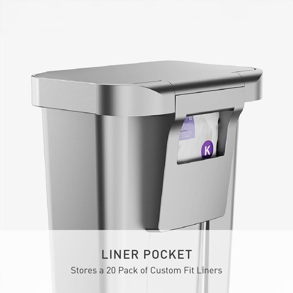 simplehuman Hybrid Step Can, 45 Liter / 12 Gallon Rectangular Kitchen Trash Can, Wide Stable Base with Long-Lasting Steel Pedal, Neat and Secure Liner Rim with Built-in Liner Pocket, Alloy Plastic simplehuman Hybrid Step Can, 45 Liter / 12 Gallon Rectangular Kitchen Trash Can, Wide Stable Base with Long-Lasting Steel Pedal, Neat and Secure Liner Rim with Built-in Liner Pocket, Alloy Plastic