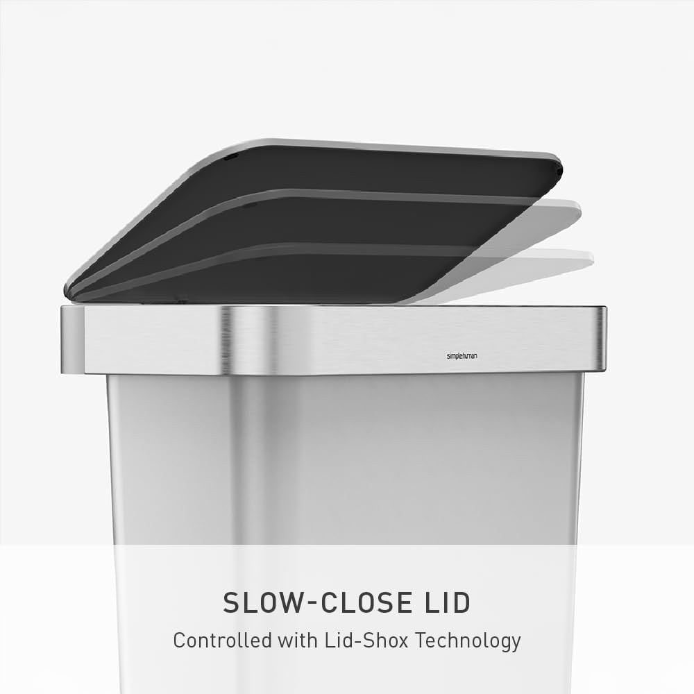 simplehuman Hybrid Step Can, 45 Liter / 12 Gallon Rectangular Kitchen Trash Can, Wide Stable Base with Long-Lasting Steel Pedal, Neat and Secure Liner Rim with Built-in Liner Pocket, Alloy Plastic simplehuman Hybrid Step Can, 45 Liter / 12 Gallon Rectangular Kitchen Trash Can, Wide Stable Base with Long-Lasting Steel Pedal, Neat and Secure Liner Rim with Built-in Liner Pocket, Alloy Plastic