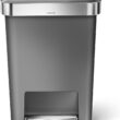 simplehuman 45 Liter / 12 Gallon Rectangular Kitchen Step Trash Can with Soft-Close Lid, Grey Plastic simplehuman 45 Liter / 12 Gallon Rectangular Kitchen Step Trash Can with Soft-Close Lid, Grey Plastic
