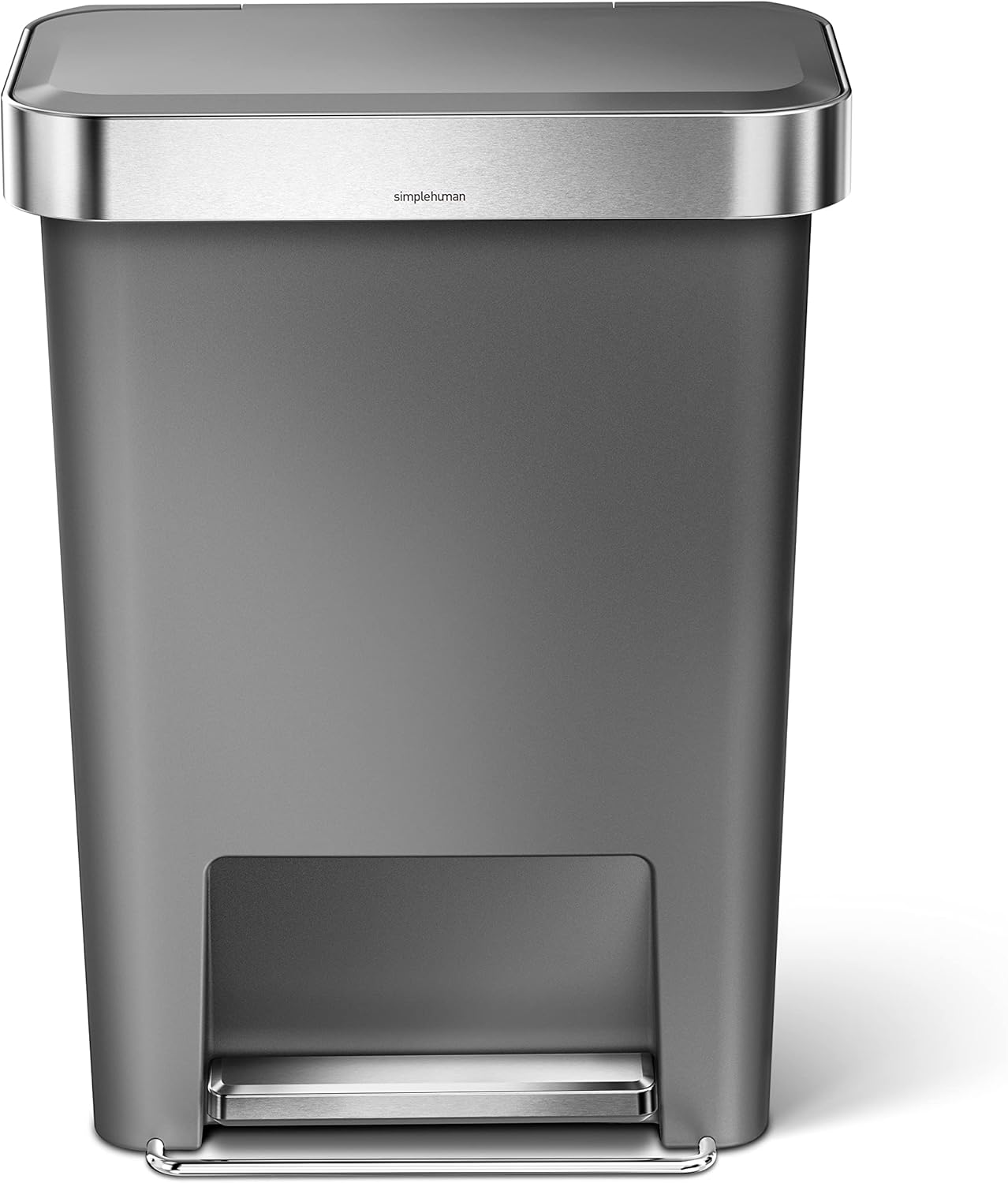simplehuman 45 Liter / 12 Gallon Rectangular Kitchen Step Trash Can with Soft-Close Lid, Grey Plastic simplehuman 45 Liter / 12 Gallon Rectangular Kitchen Step Trash Can with Soft-Close Lid, Grey Plastic