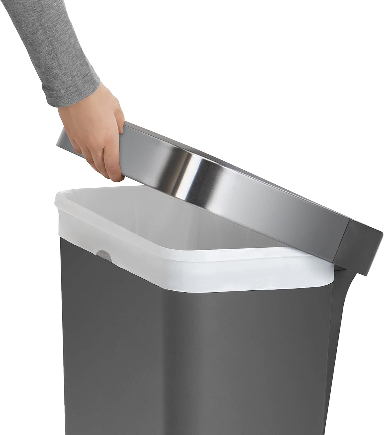 simplehuman 45 Liter / 12 Gallon Rectangular Kitchen Step Trash Can with Soft-Close Lid, Grey Plastic simplehuman 45 Liter / 12 Gallon Rectangular Kitchen Step Trash Can with Soft-Close Lid, Grey Plastic