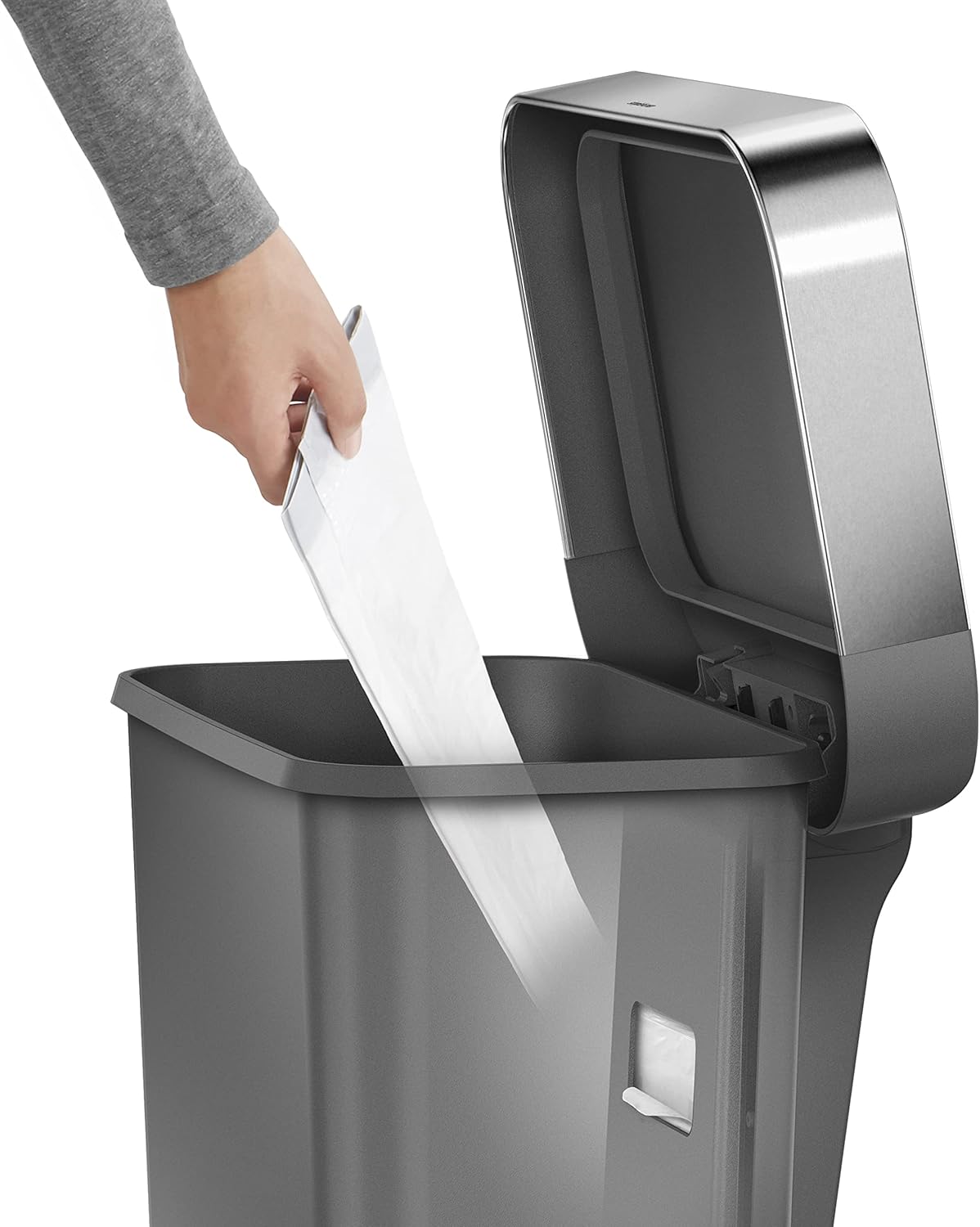 simplehuman 45 Liter / 12 Gallon Rectangular Kitchen Step Trash Can with Soft-Close Lid, Grey Plastic simplehuman 45 Liter / 12 Gallon Rectangular Kitchen Step Trash Can with Soft-Close Lid, Grey Plastic