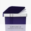simplehuman Hybrid Step Can, 45 Liter / 12 Gallon Rectangular Kitchen Trash Can, Wide Stable Base with Long-Lasting Steel Pedal, Neat and Secure Liner Rim with Built-in Liner Pocket, Indigo Plastic