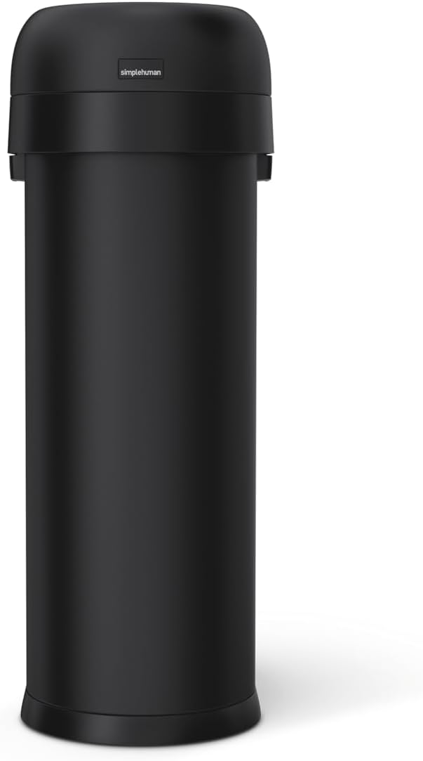 simplehuman 50 Liter / 13.2 Gallon Slim Open Top Trash Can Commercial Grade, Heavy Gauge Matte Black Stainless Steel simplehuman 50 Liter / 13.2 Gallon Slim Open Top Trash Can Commercial Grade, Heavy Gauge Matte Black Stainless Steel