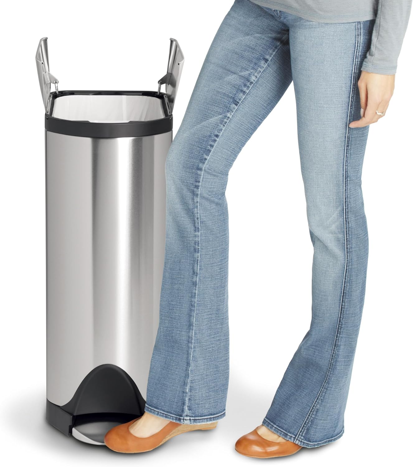 simplehuman 45 Liter / 11.9 Gallon Butterfly Lid Kitchen Step Trash Can, Brushed Stainless Steel simplehuman 45 Liter / 11.9 Gallon Butterfly Lid Kitchen Step Trash Can, Brushed Stainless Steel