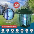 Flowtron Bug Zapper, 1 Acre of Outdoor Coverage with Powerful 40W Bulb & 5600V Instant Killing Grid, Electric Insect, Fly & Mosquito Zapper, Made in The USA - Green Color