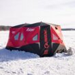 Eskimo Outbreak 850XDP, Pop-Up Portable Ice Fishing Shelter, No-Trip Door, 7-9 Person, Red/Black, 50850