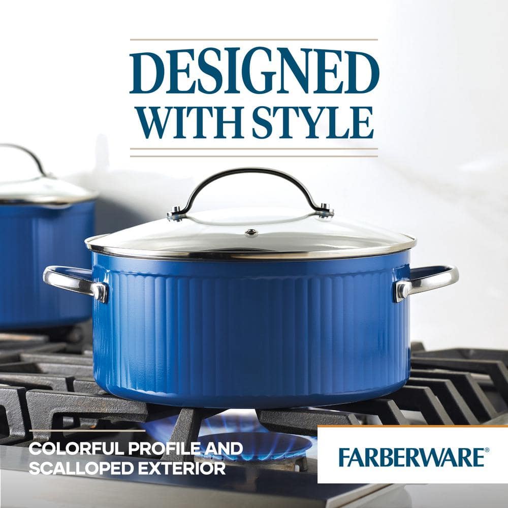 Farberware Style 10-Piece Aluminum Nonstick Cookware Set with Lids in Blue 13578
