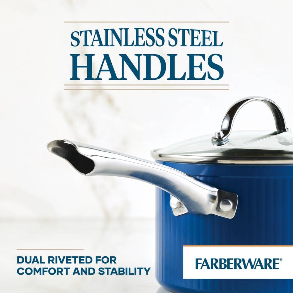 Farberware Style 10-Piece Aluminum Nonstick Cookware Set with Lids in Blue 13578
