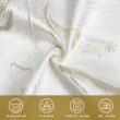 Majestic Giftware Polyester Tablecloths for Rectangle Tables | (70/108) - TC1327 Jacquard White Gold Wave Print Hem Stitch Dining Table Cover | Decorative Washable Tablecloth for Kitchen, Dining