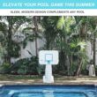 Dunn-Rite PoolSport Swimming Pool Basketball Hoop w/Ball, Base, & 13.5 Inch Stainless Steel Rim for Adults & Kids, Choose Basketball or Volleyball Combo