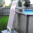 Confer Plastics G7200 Roll Guard Self Closing Self Latching Pool Ladder Safety Gate with 73-inch High Latch and Included Padlock, GATE ONLY for Use on 7200 RollGuard A-Frame Ladder Only, Warm Grey