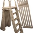 Confer Plastics G7200 Roll Guard Self Closing Self Latching Pool Ladder Safety Gate with 73-inch High Latch and Included Padlock, GATE ONLY for Use on 7200 RollGuard A-Frame Ladder Only, Warm Grey