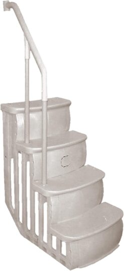 Main Access 200600T 4 Piece 24" Wide Heavy Duty Adjustable Above Ground Swimming Pool Smart Step Entry System with 200 Pound Capacity, Taupe